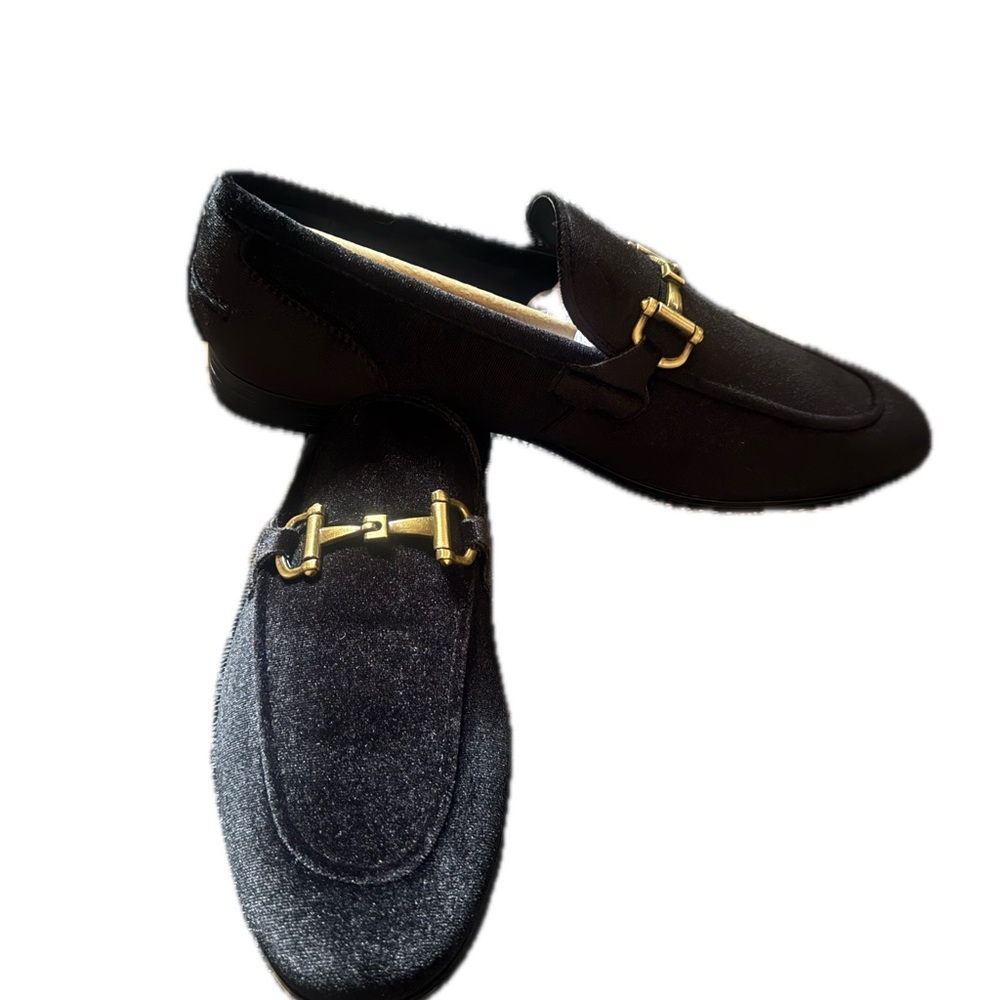 Steve Madden Black Loafers with Gold Accent